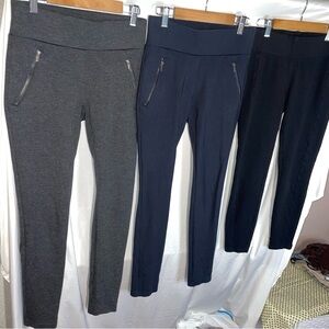 Lot of 3 Ponte Pants w Zipper Pocket Size XS Classic Comfy Leggings Ann Taylor
